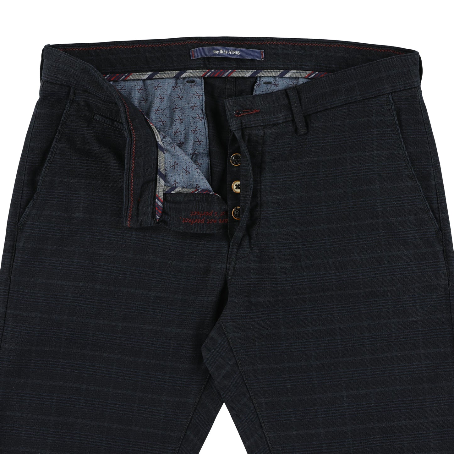 Marineblauwe geruite katoenen slim fit broek Atelier Noterman - 1674/210