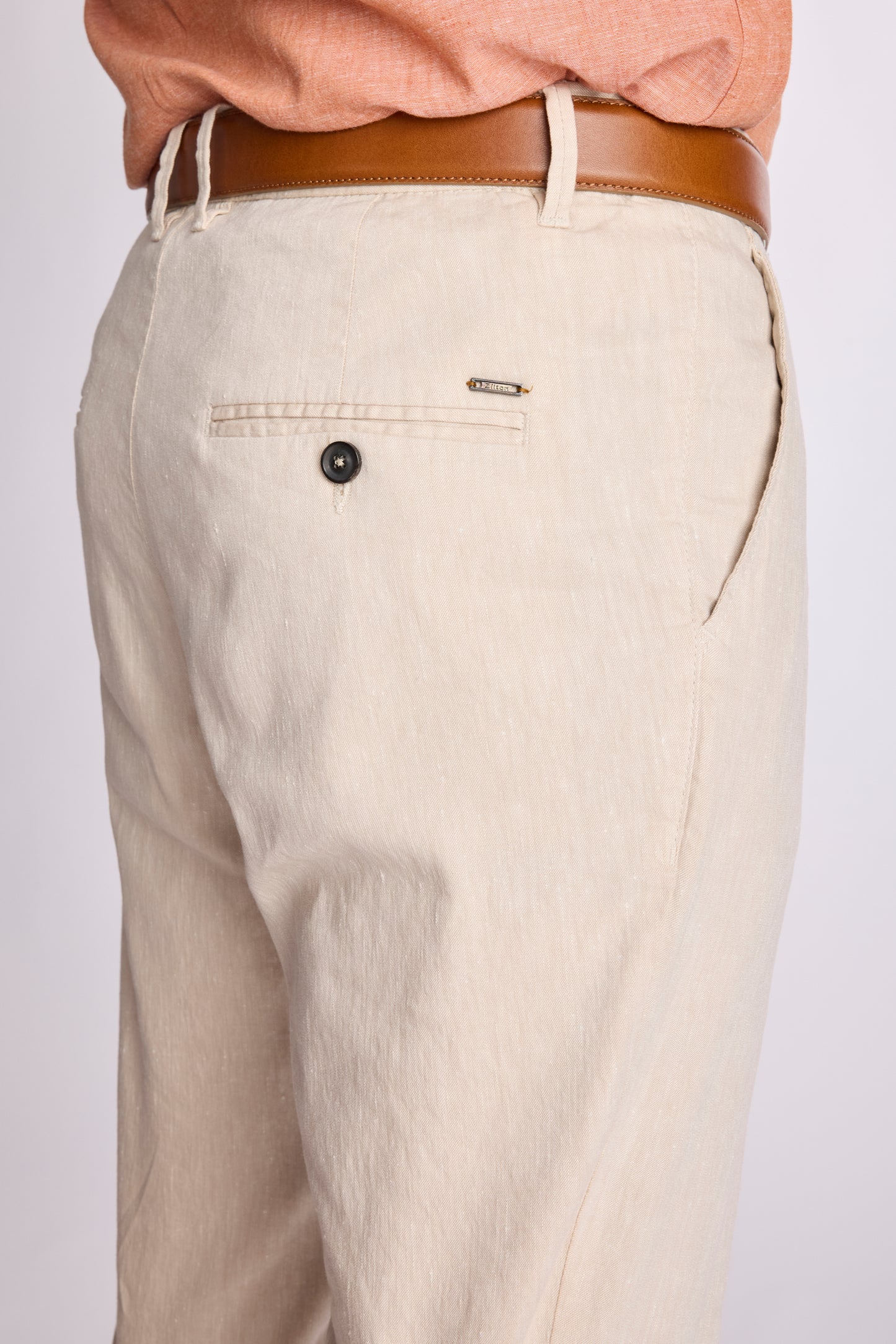 Zandkleurig katoenen linnen relaxed fit broek Zilton - Evert 58/412