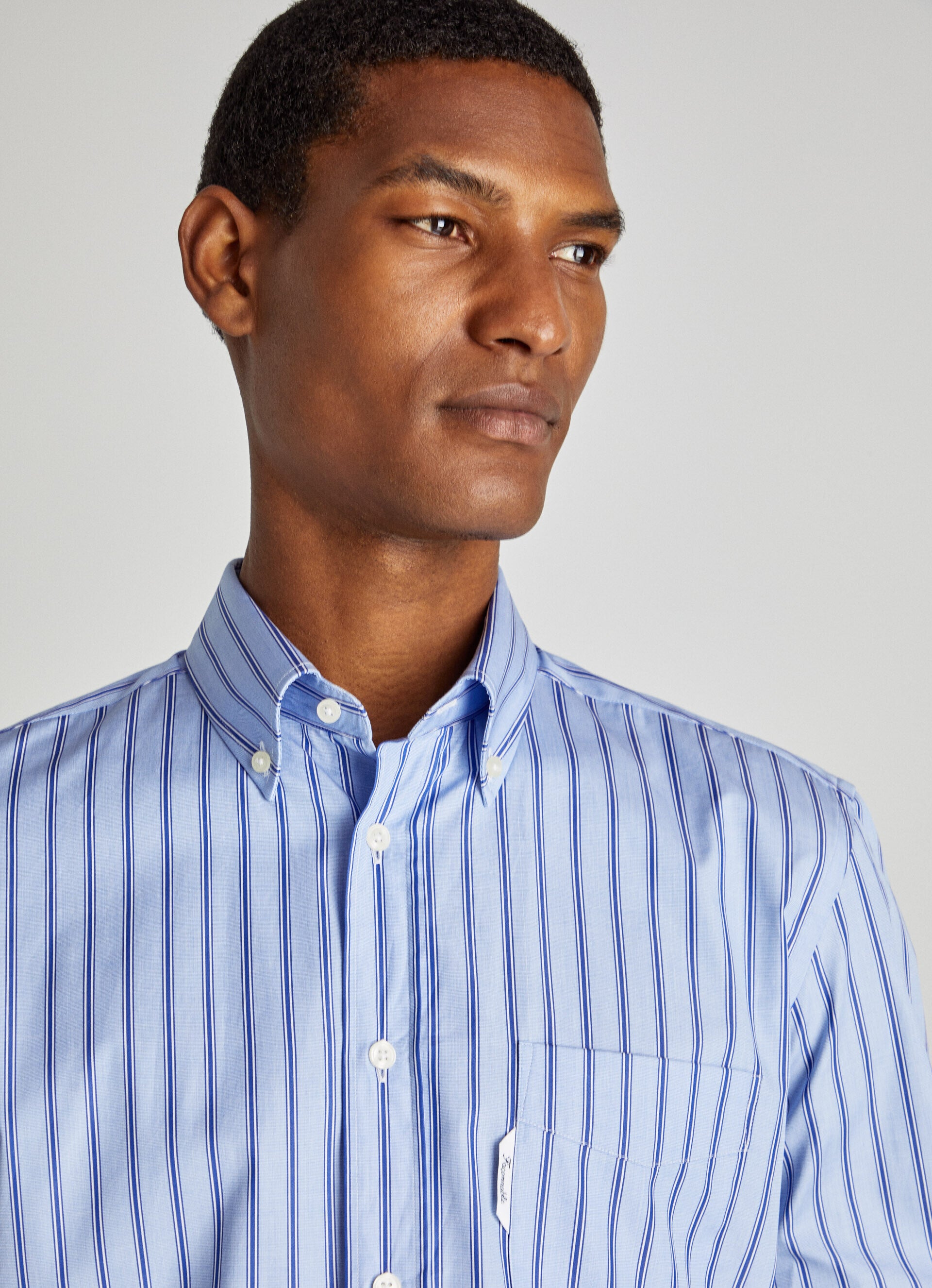 Blue striped cotton regular fit shirt Fa onnable FM301657 5AL