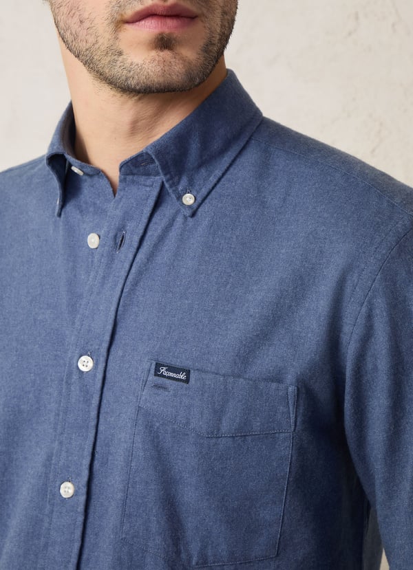 Indigo flanellen regular fit overhemd Façonnable - FM301863/559