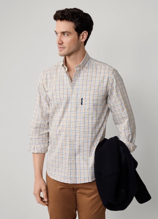 Yellow checkered regular fit shirt Façonnable - FM302061/027