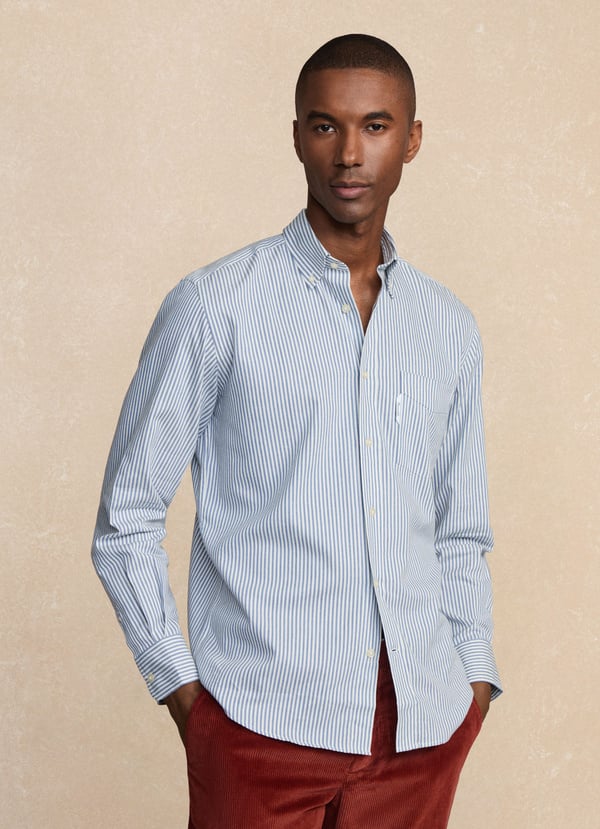 Blue striped cotton regular fit shirt Façonnable - FM302102/559