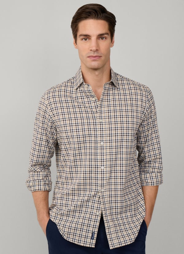 Brown checkered regular fit shirt Façonnable - FM302104/860