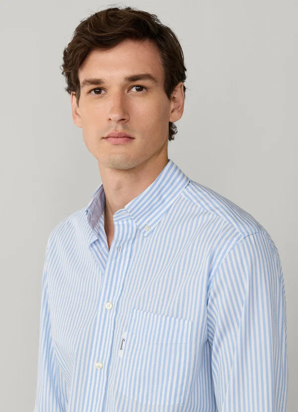 Blauw gestreept katoenen regular fit hemd Façonnable - FM302194/551