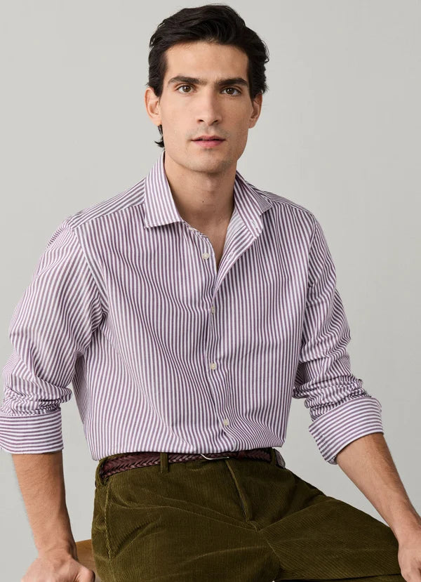 Green striped cotton regular fit shirt Façonnable - FM302314/791