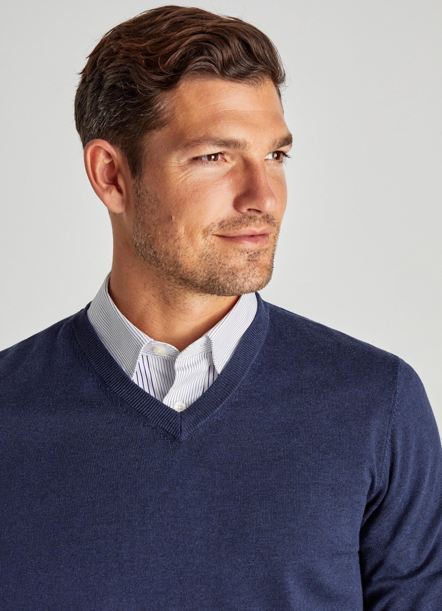 Blue cotton silk V-neck pullover Façonnable - FM700304/570