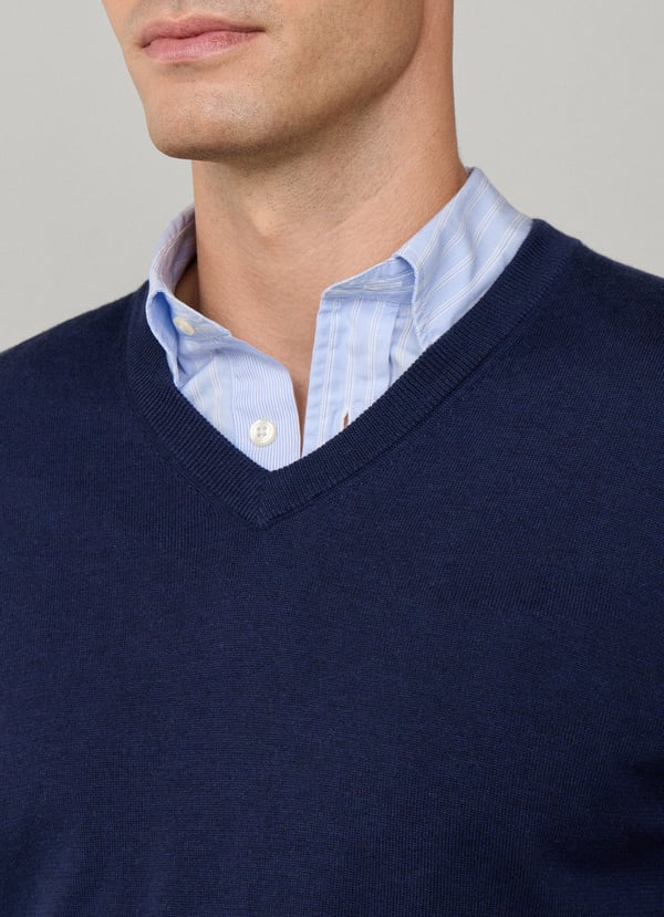 Ecru cotton silk V-neck pullover Façonnable - FM700304/833