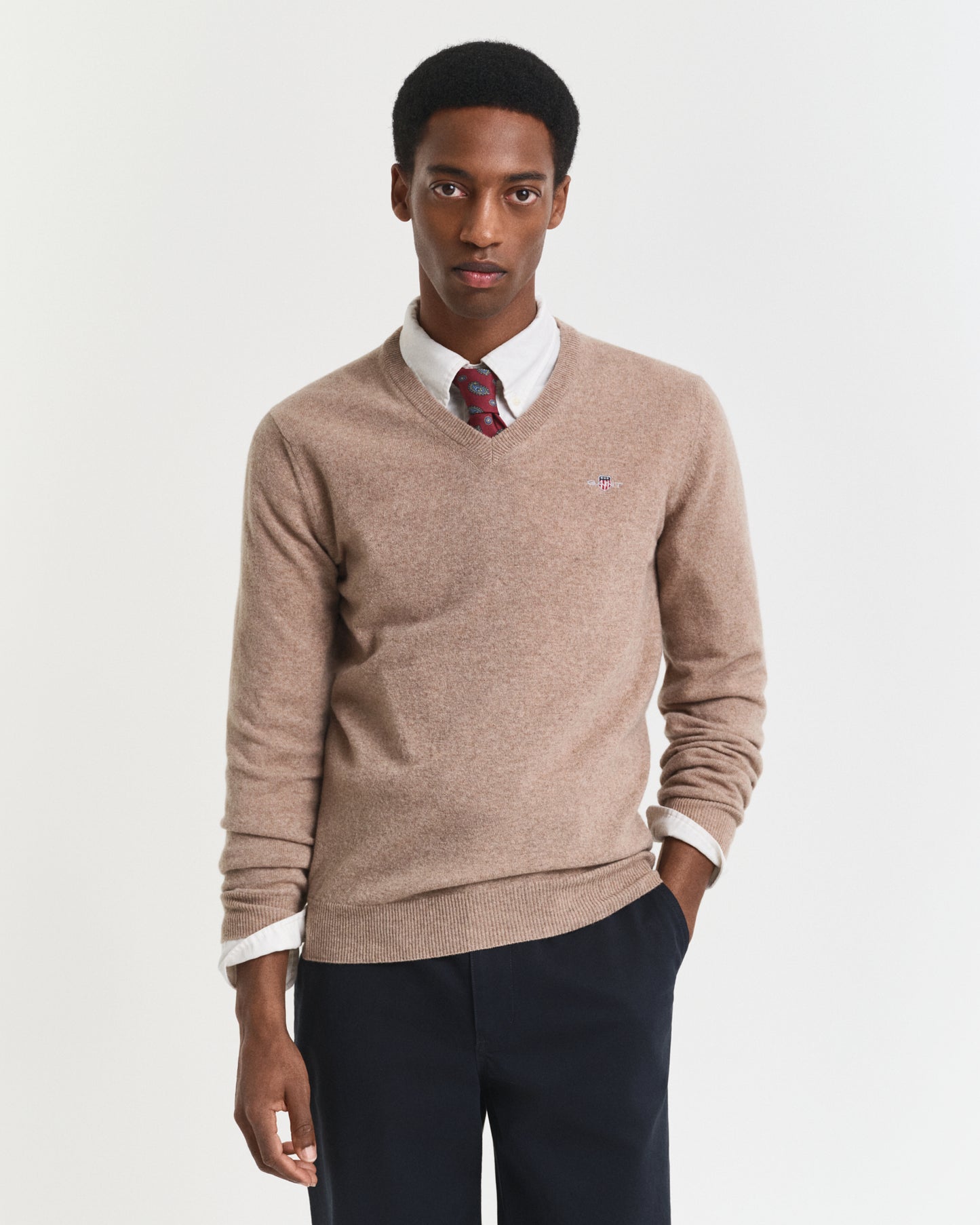 Light grey lambswool V-neck pullover Gant - 87212/93