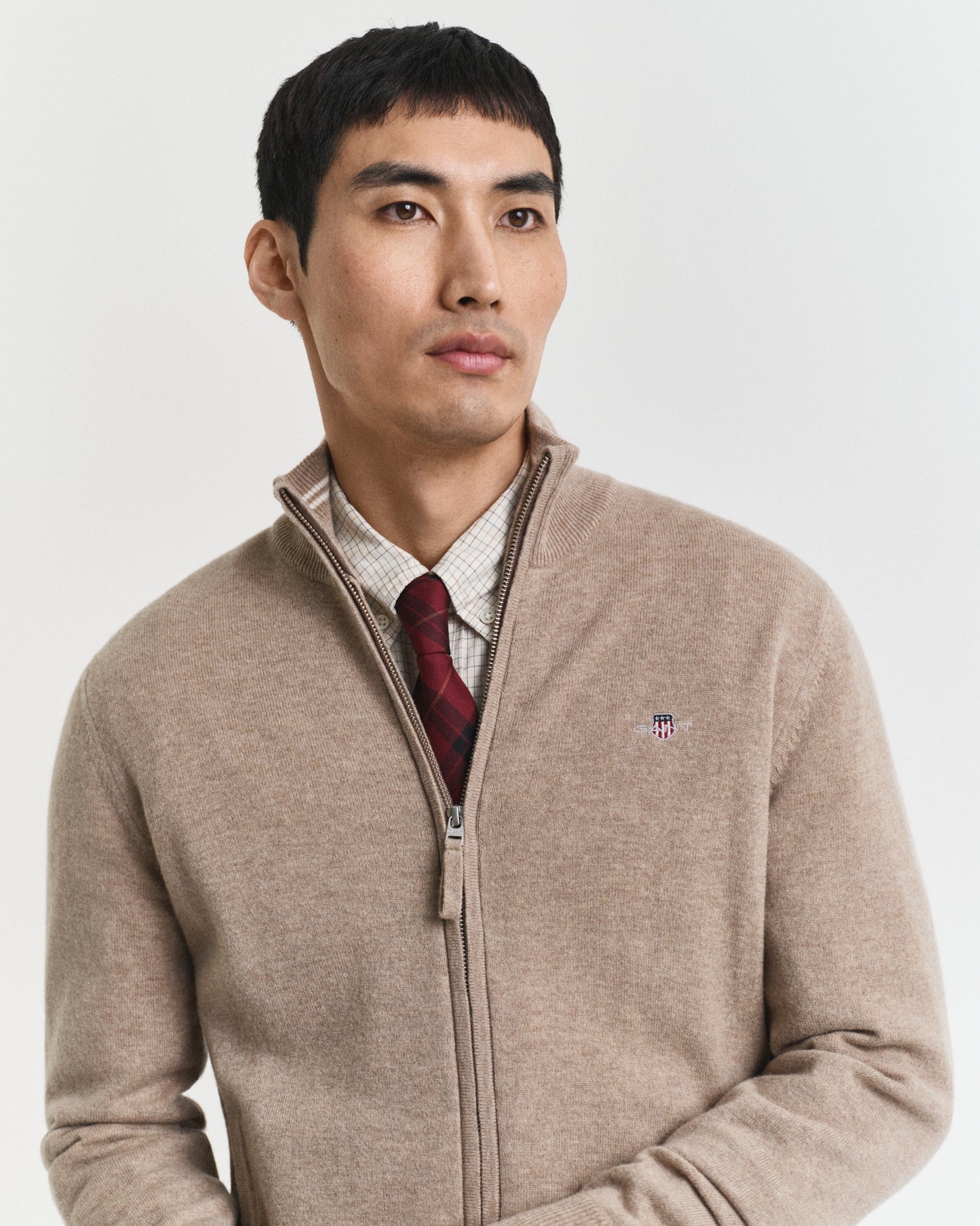 Dark grey woolen full zip cardigan Gant - 87214/90