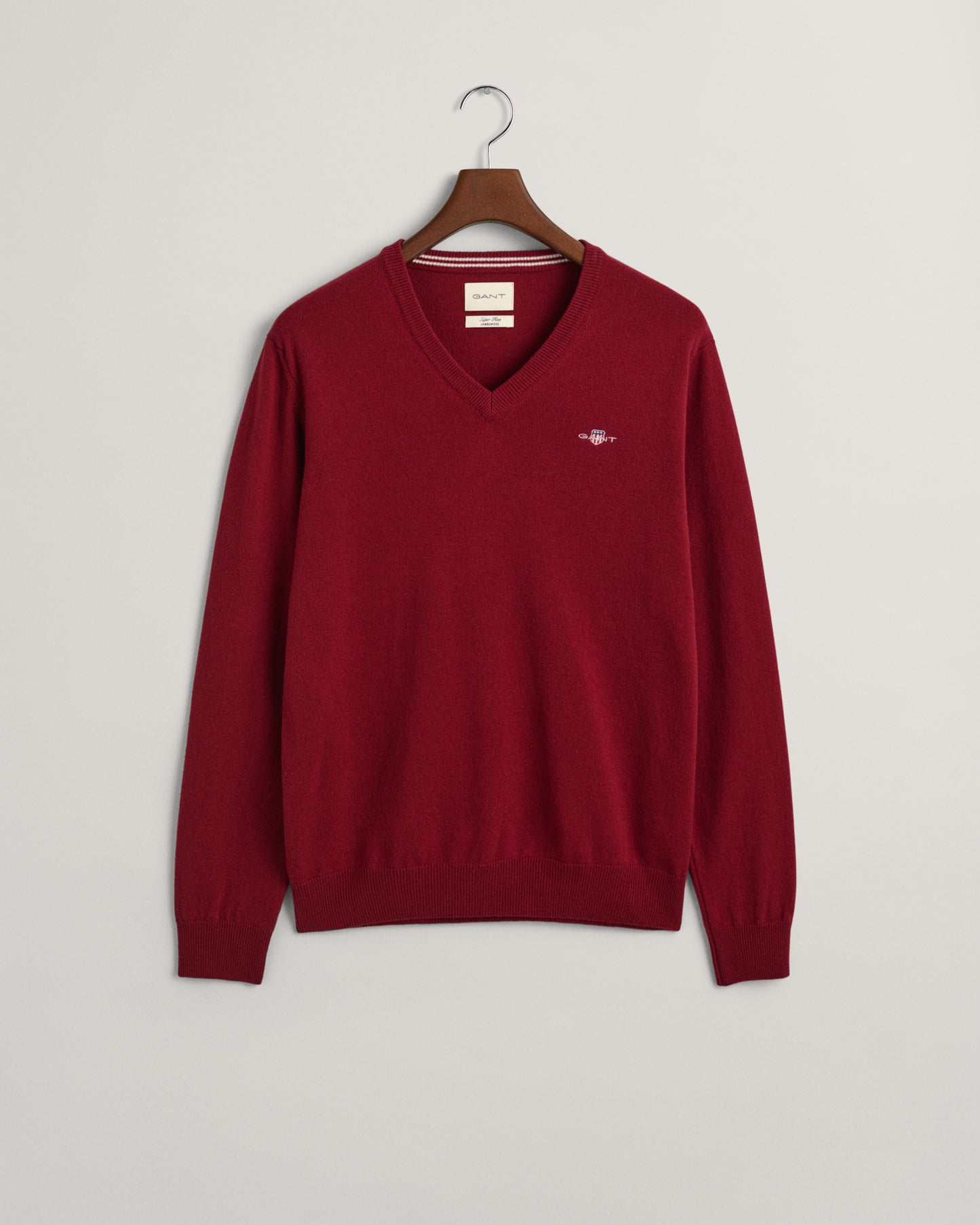 Lichtgrijze lamswollen V-hals pullover Gant - 87212/93