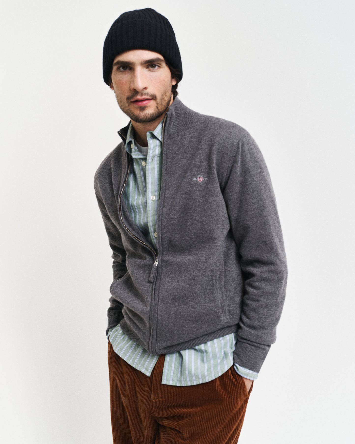 Navy woolen full zip cardigan Gant - 87214/410