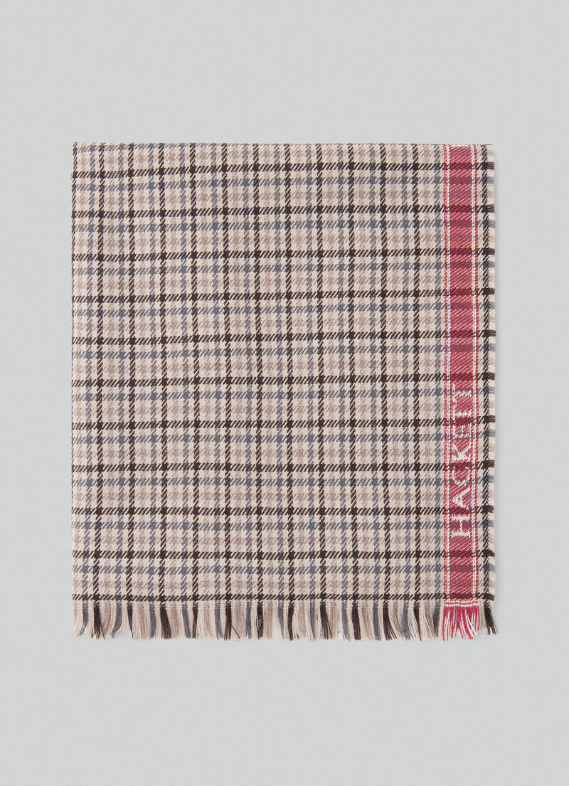 Brown checkered woolen scarf Hackett - HM042486/8DE