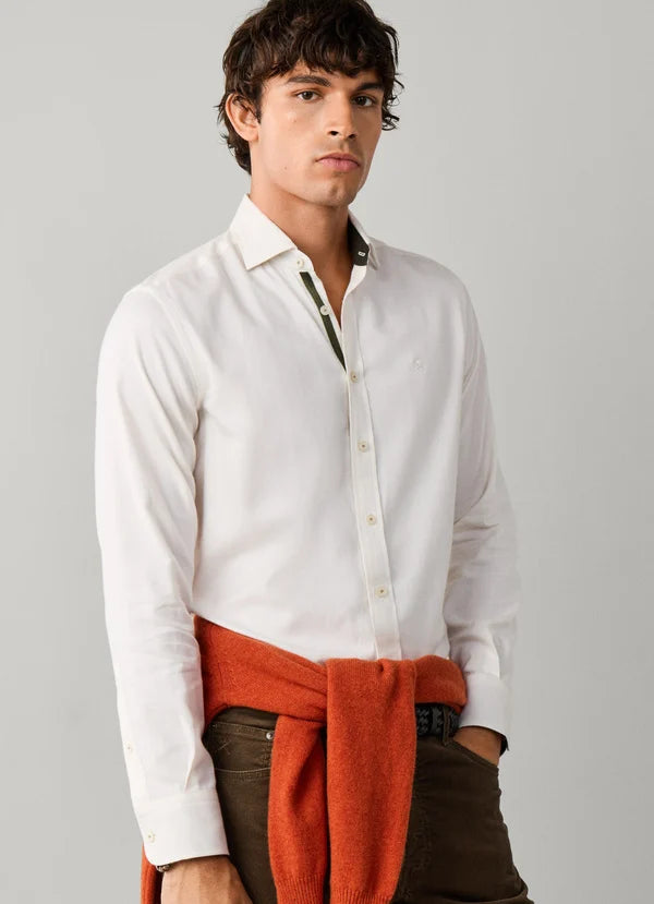 White cotton tailored fit shirt Hackett - HM3010862/803