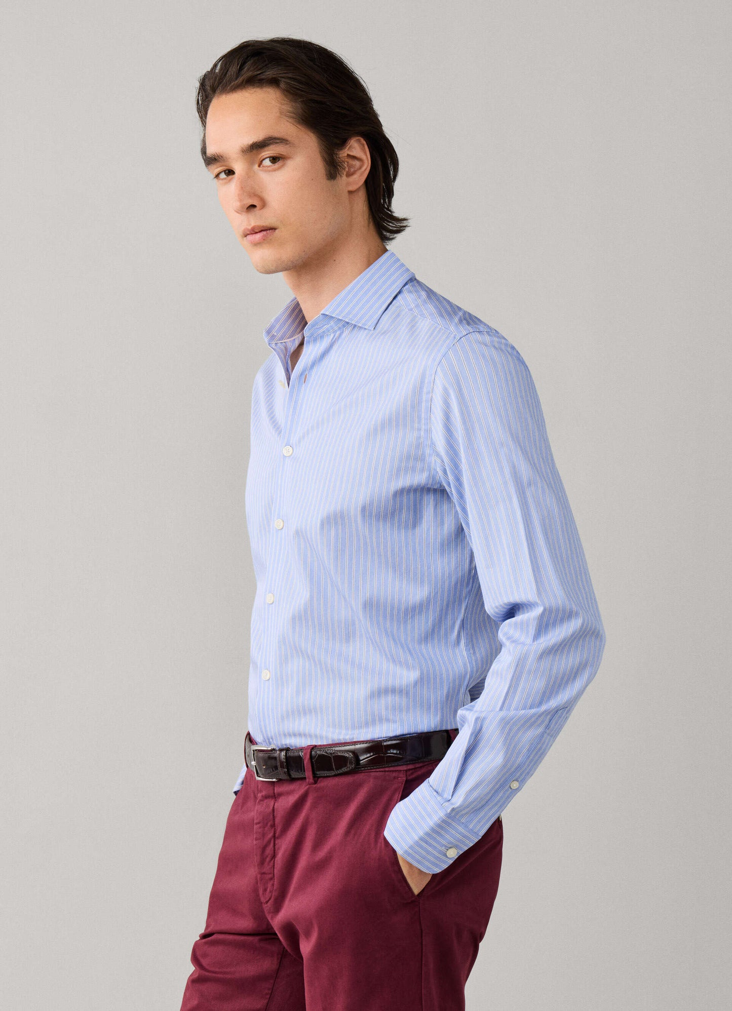 Blue striped cotton classic fit shirt Hackett - HM3010863/803