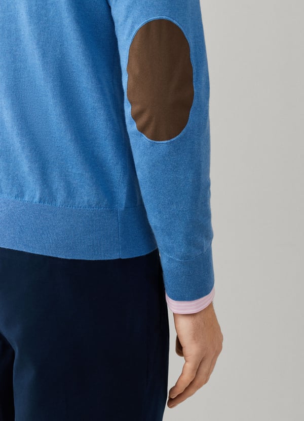 Navy katoenen kasjmier trui met ritsje Hackett - HM7000183/584