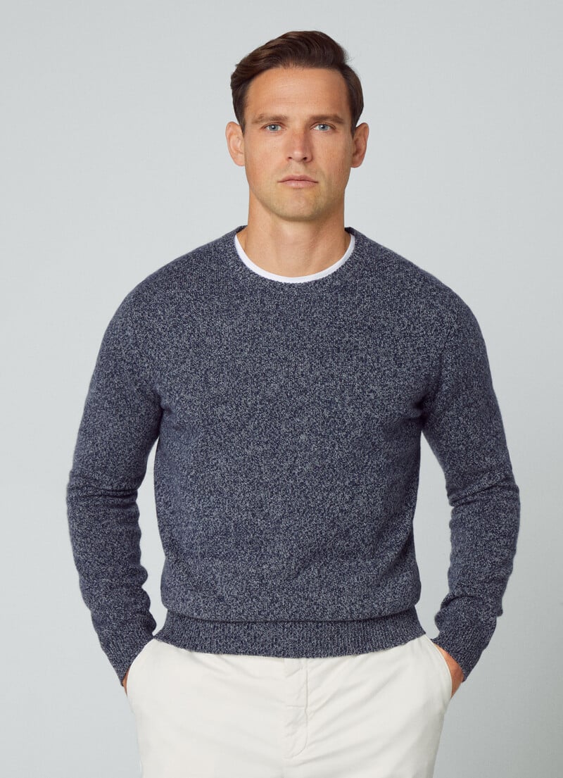 Blauwe wollen ronde hals pullover Hackett - HM703027/5CY