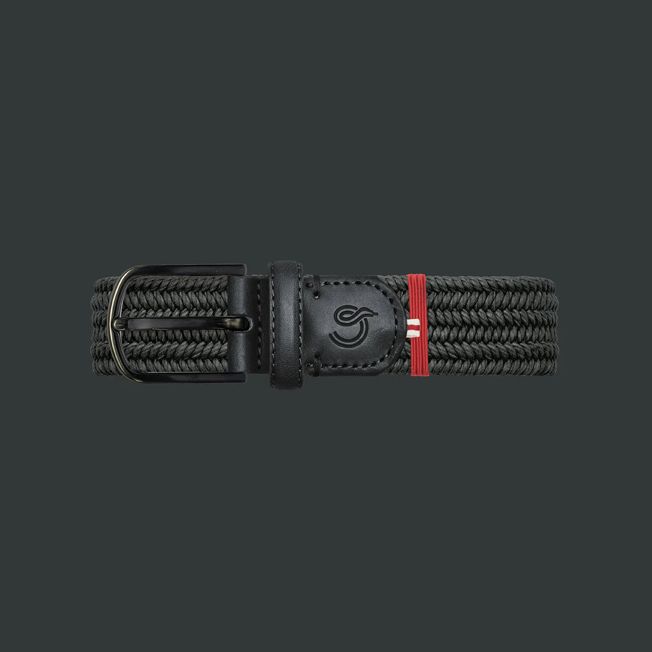 Black waxed cotton elastic woven belt La Boucle - Lombardia