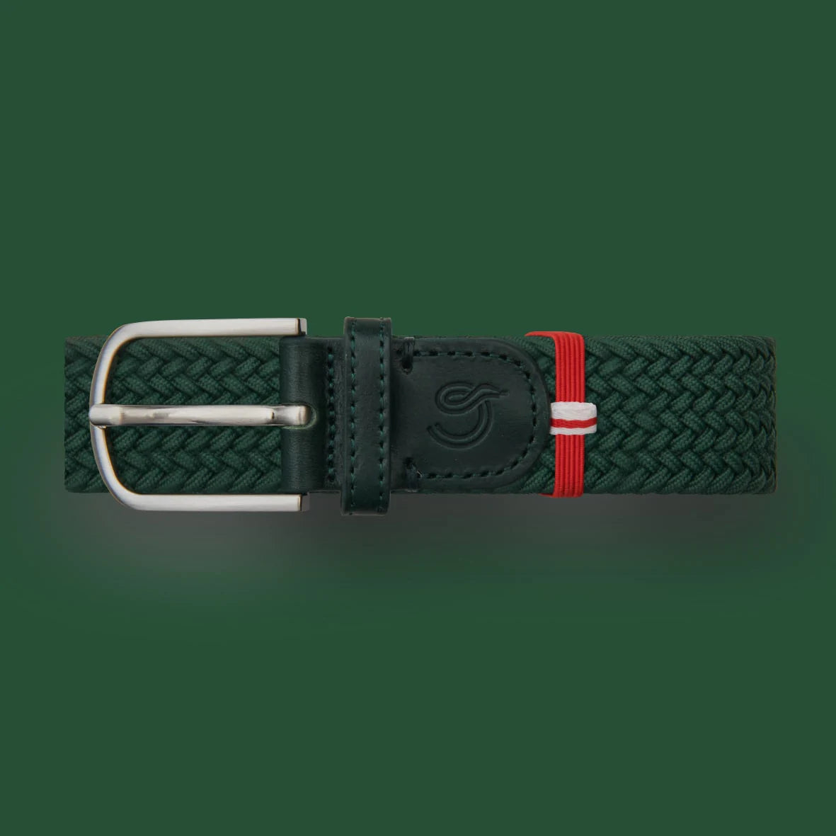 Dark green cotton elastic woven belt La Boucle - Megeve