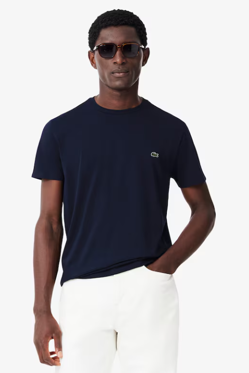 White crew neck cotton T-shirt Lacoste - TH6709-51/001