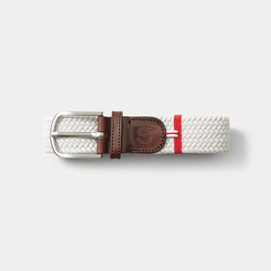 White cotton elastic woven belt La Boucle - 100910 Lisbon