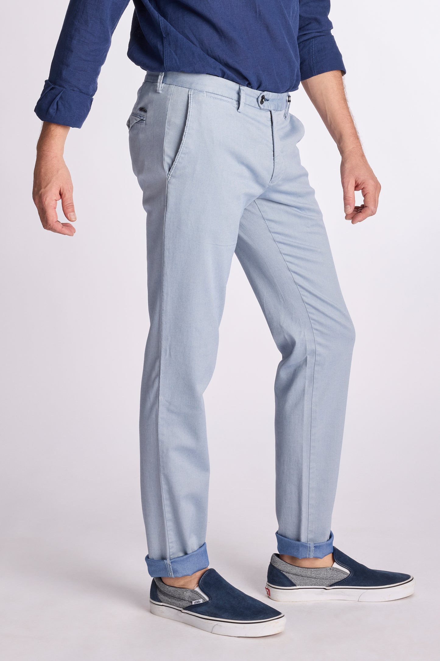 Lichtblauwe katoenen regular fit broek Zilton - Magnus-P 40/140