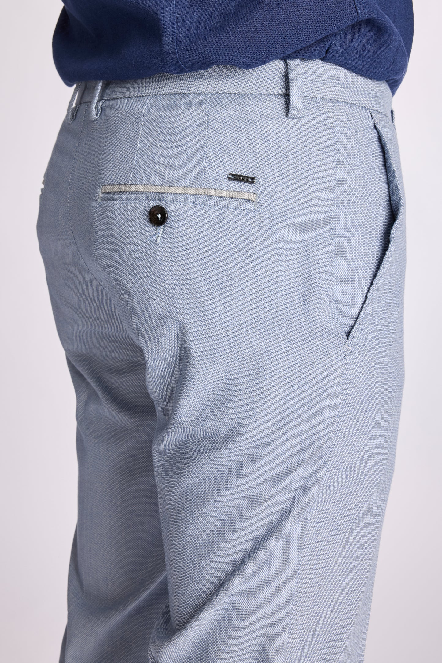 Light blue structured cotton regular fit trousers Zilton - Magnus 55/301