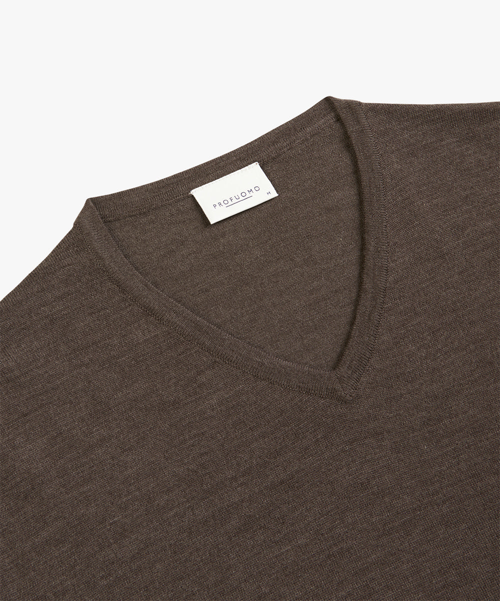 Light grey merino V-Neck pullover Profuomo - PPVJ30026A-D
