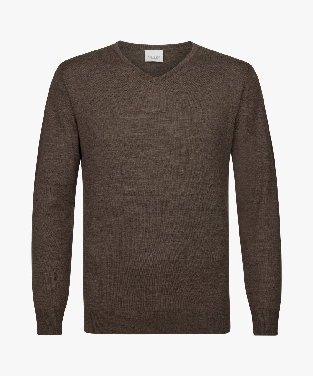 Light grey merino V-Neck pullover Profuomo - PPVJ30026A-D