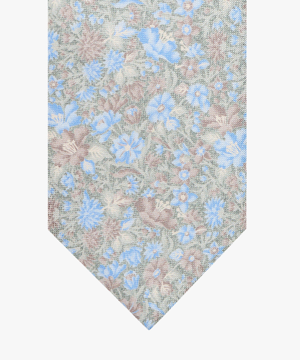 Light green silk tie with flowers Profuomo - PPWA10046D