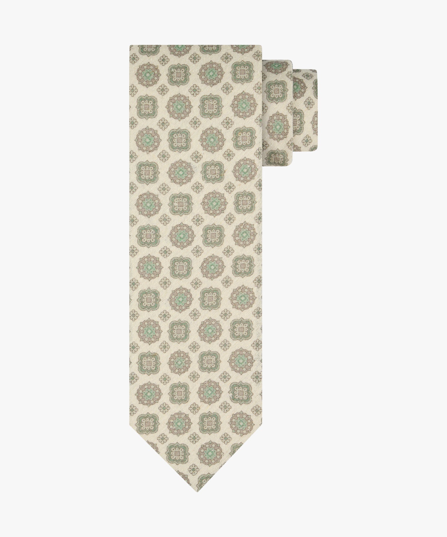 Cream silk tie with print Profuomo - PPXA10038D