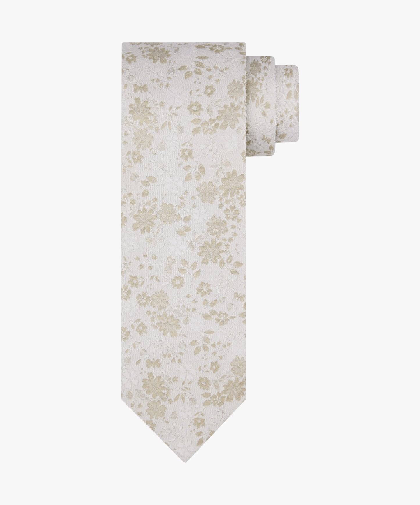 Cream silk tie with flowers Profuomo - PPXA10058A