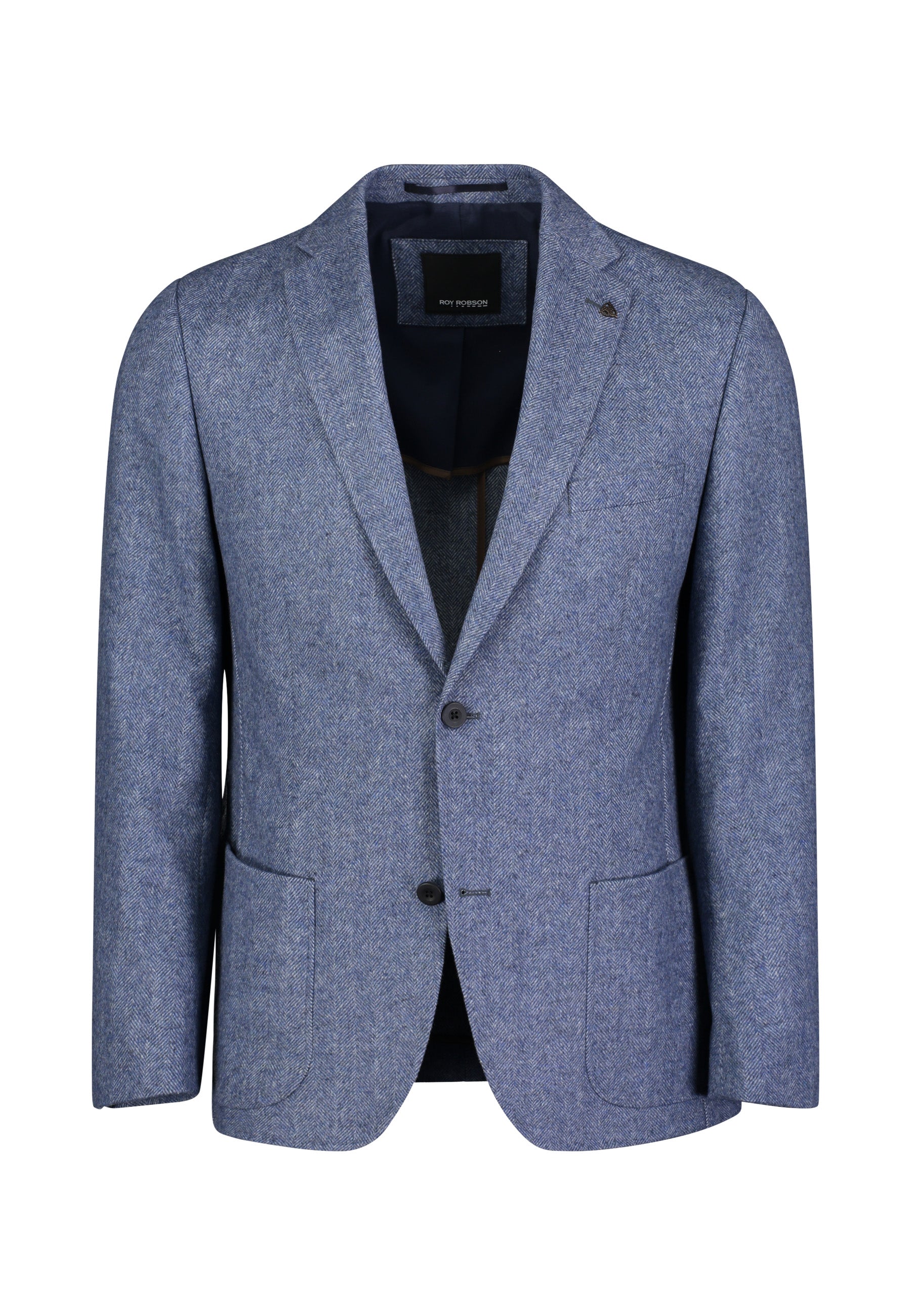 Blue herringbone regular fit jacket Roy Robson 13508 K410 Dhaene Tailor