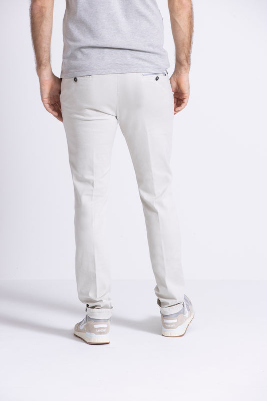 Off white cotton slim fit trousers Zilton - Steam 23/112