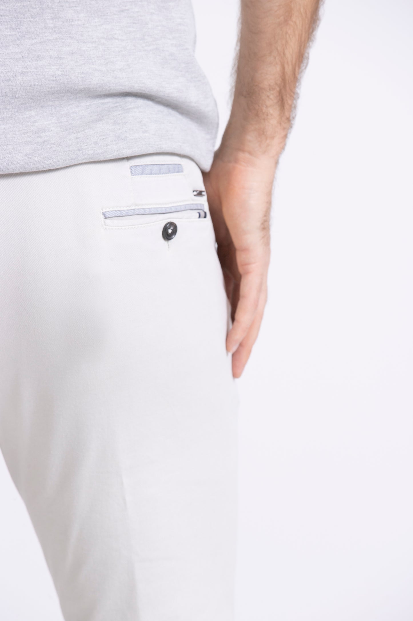 Off white cotton slim fit trousers Zilton - Steam 23/112