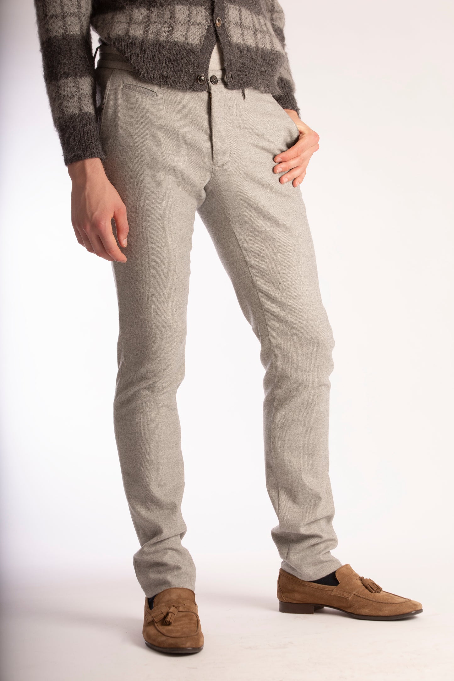 Light grey slim fit trousers Zilton - Steam 41/204