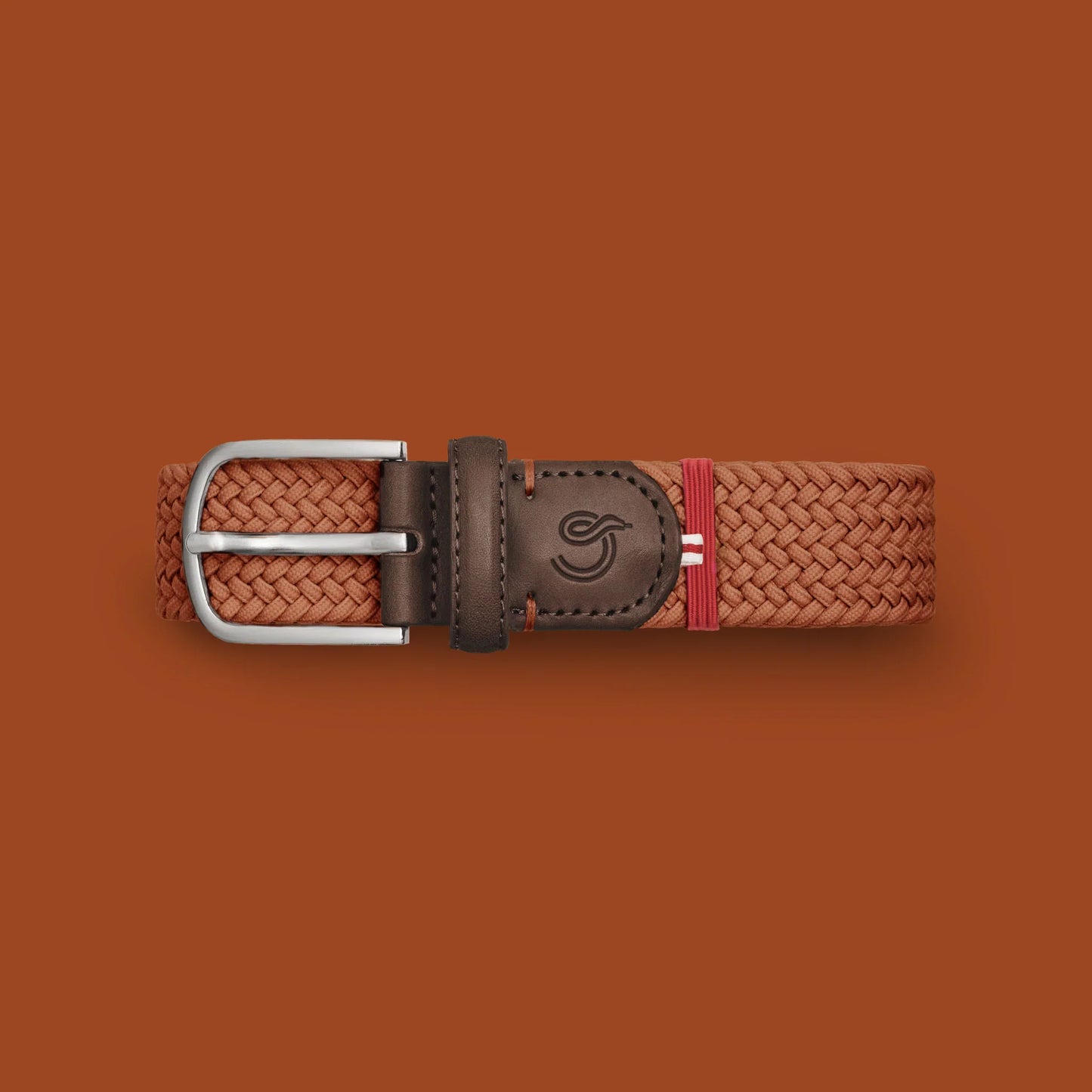 Cinnamon cotton elastic woven belt La Boucle - 100565 St-Moritz