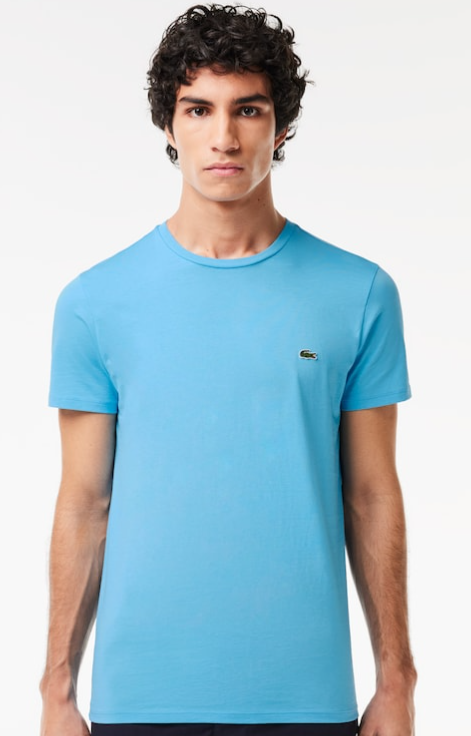 Tシャツ・カットソー LACOSTE Men T-shirt  Blue TH6709 3D3 Lacoste Mens Crew Neck Pima Cotton Jersey T-shirt Blue Chine