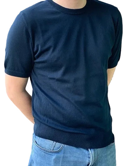 Blauw katoenen T-shirt met ronde hals Seventy - MT2824/705