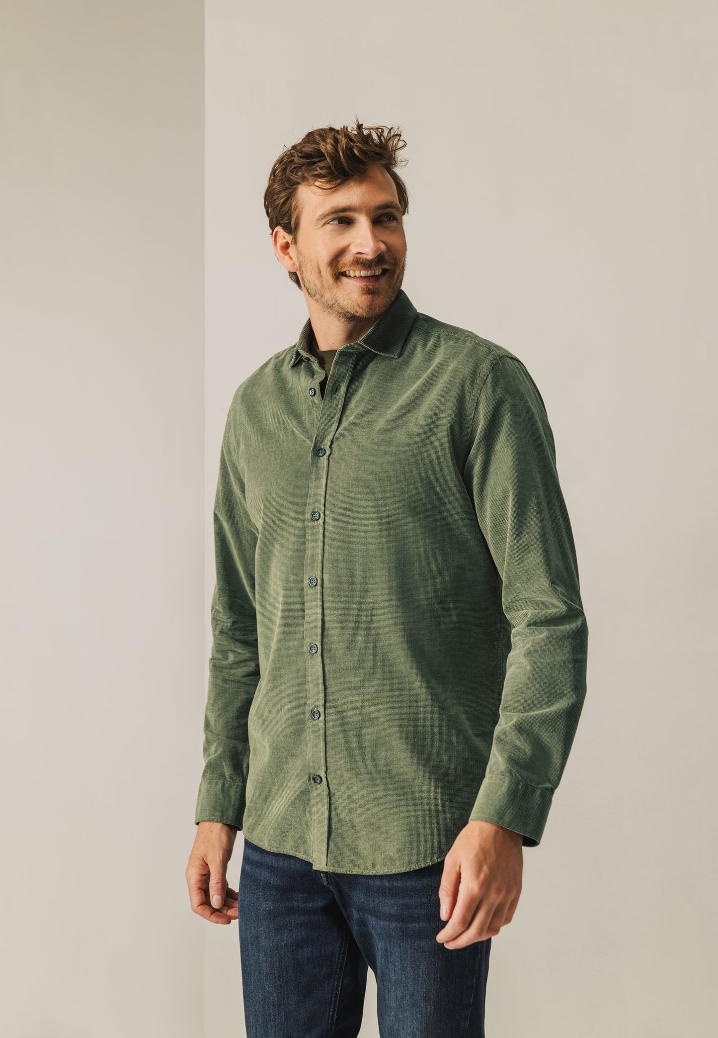 Green cotton regular fit shirt State of Art - 25214/3831