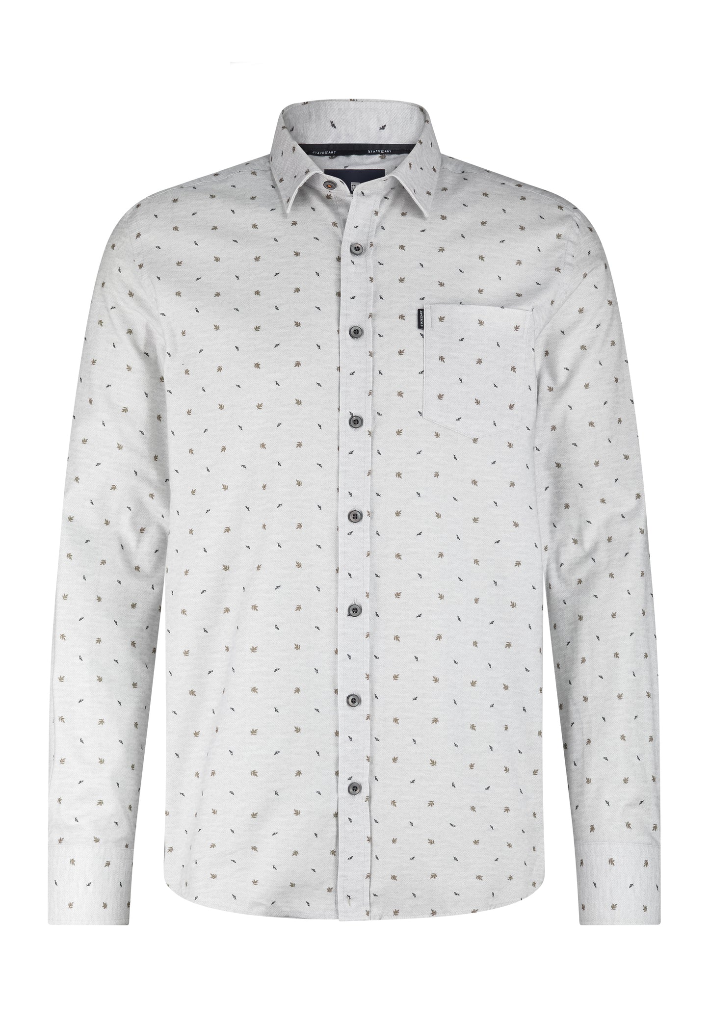 Lightr grey cotton regular fit shirt with print State of Art - 25223/9183