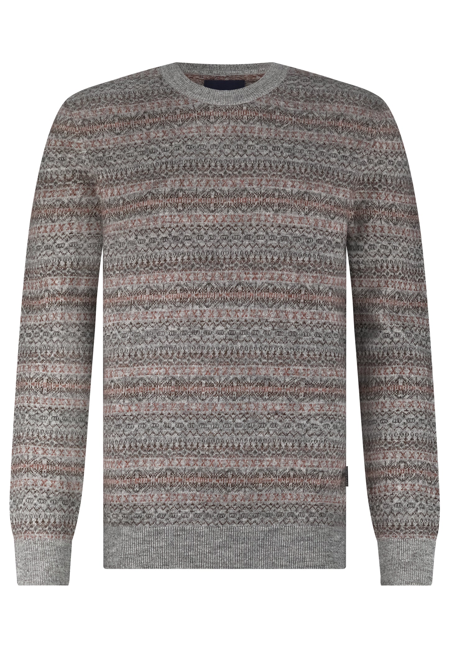 Grey crew neck fair isle pullover State of Art - 25082/9195