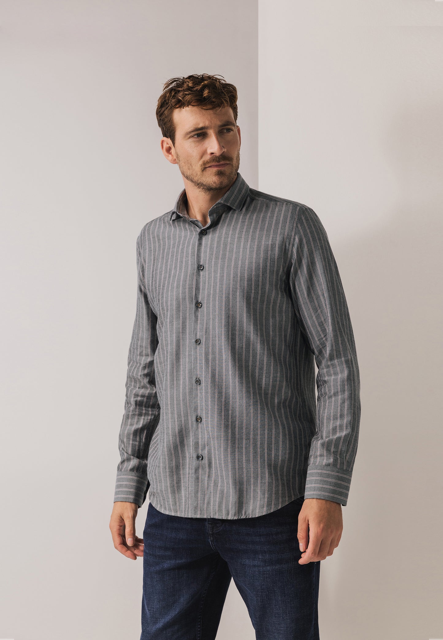 Blue striped regular fit shirt State of Art - 25216/5689