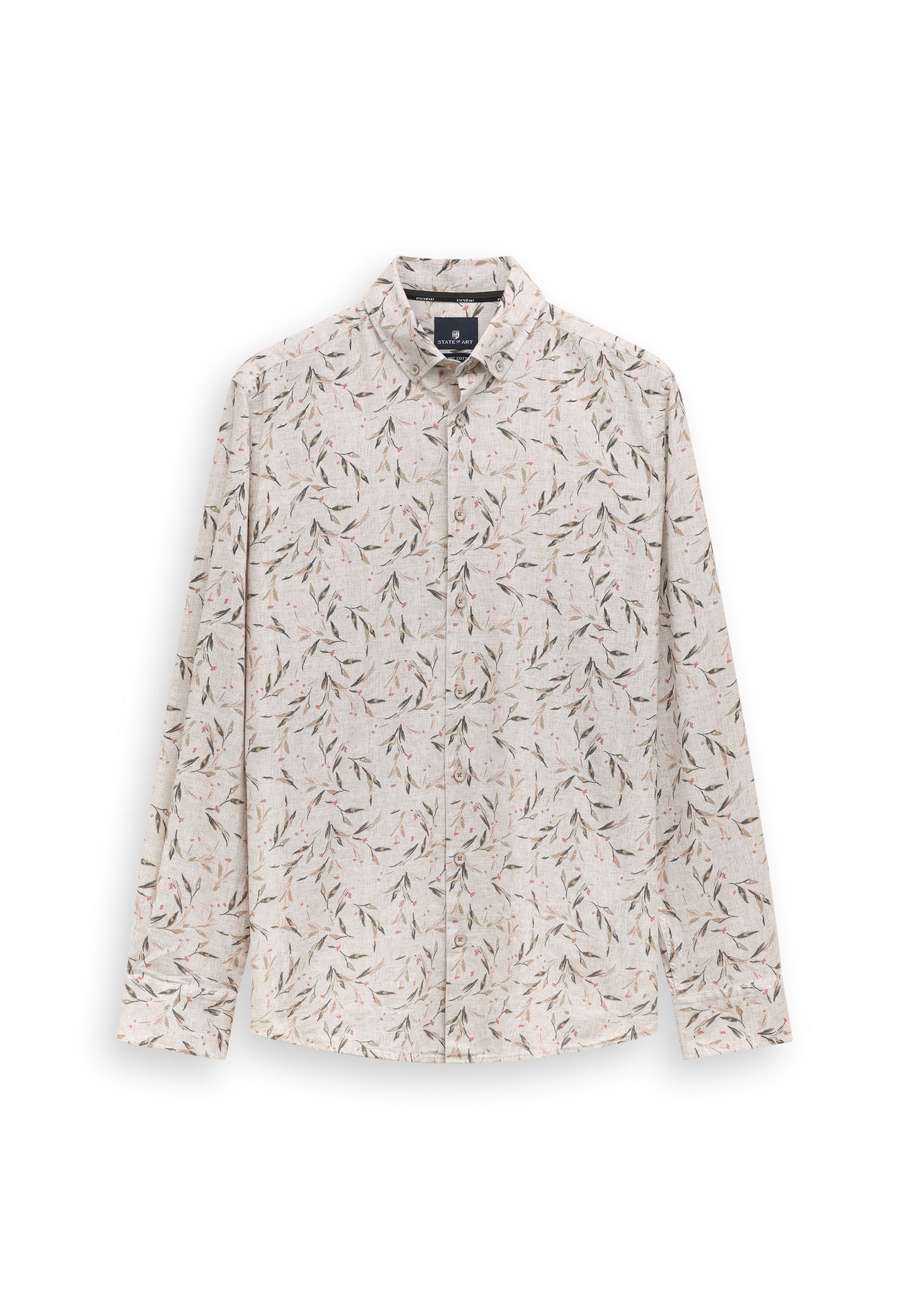 Beige cotton regular fit shirt with print State of Art - 16198/1642