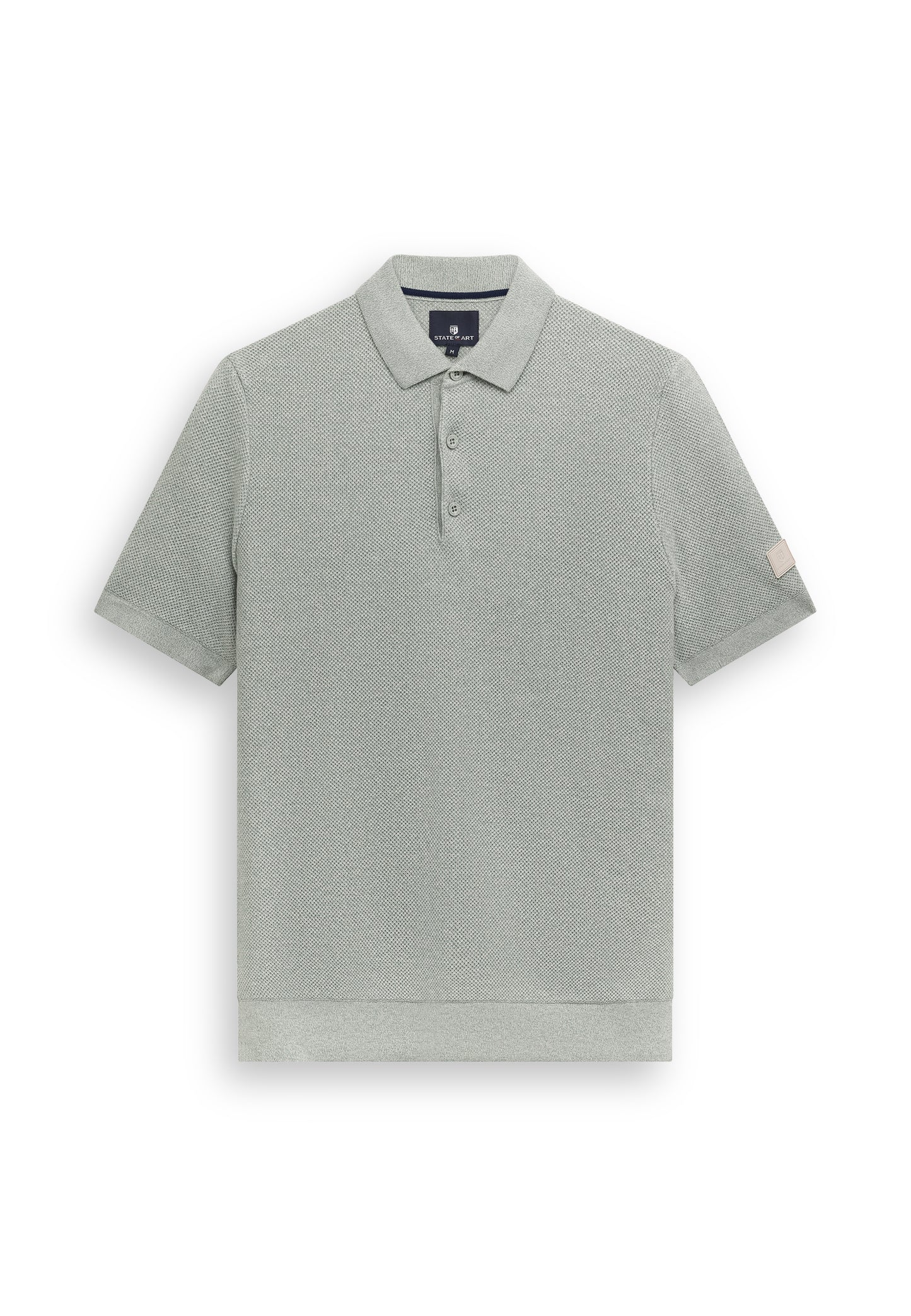 Blauwgrijze katoenen polo met structuur State of Art - 16097/5393