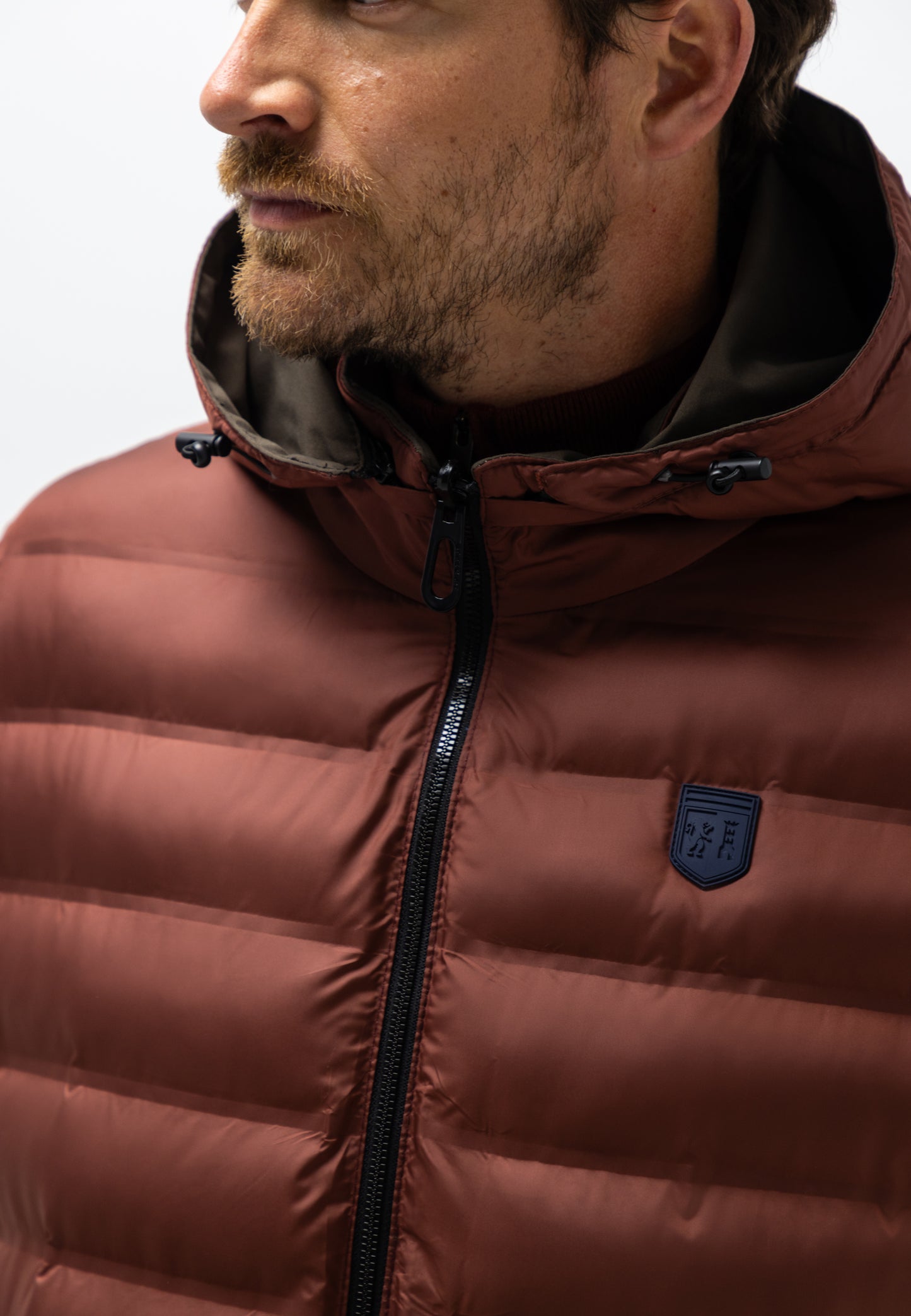 Brown reversible outdoor jacket with detachable hood State of Art - 25859/8942