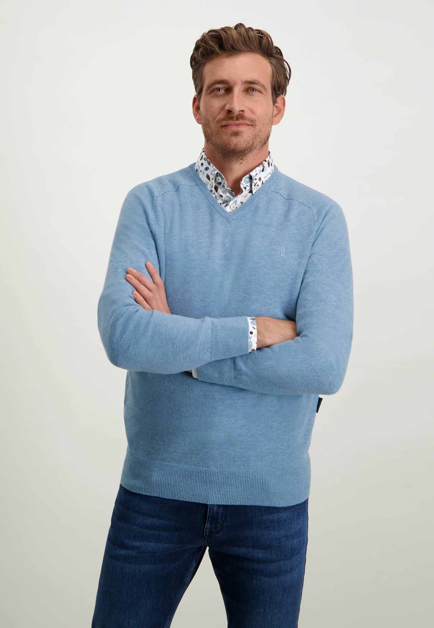 Dark green woolen V-neck pullover State of Art - 23000/3700