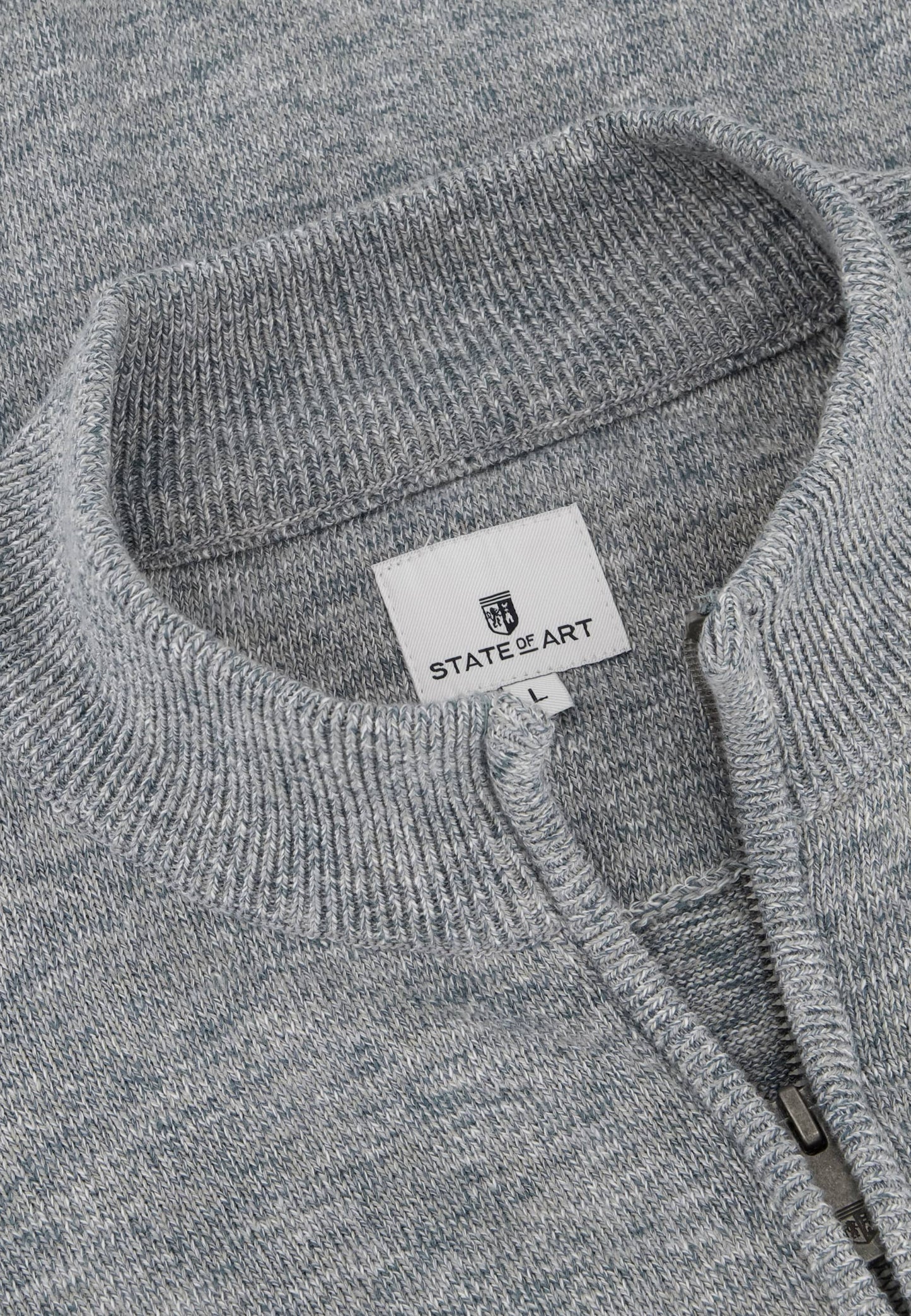 Blauwgrijs katoenen vest met ritssluiting State of Art - 23042/5634