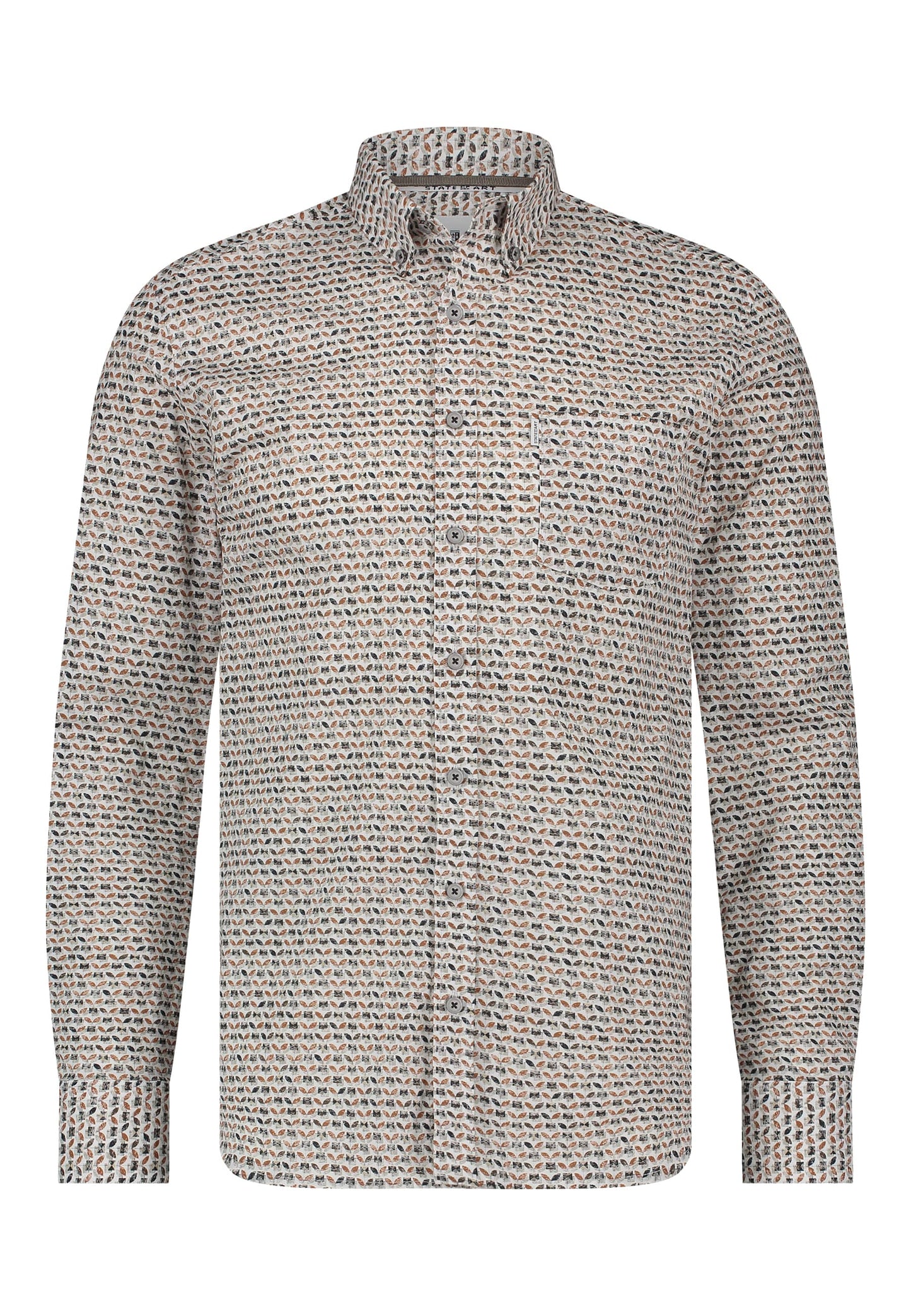 Camel cotton regular fit shirt with print State of Art - 24234/1123