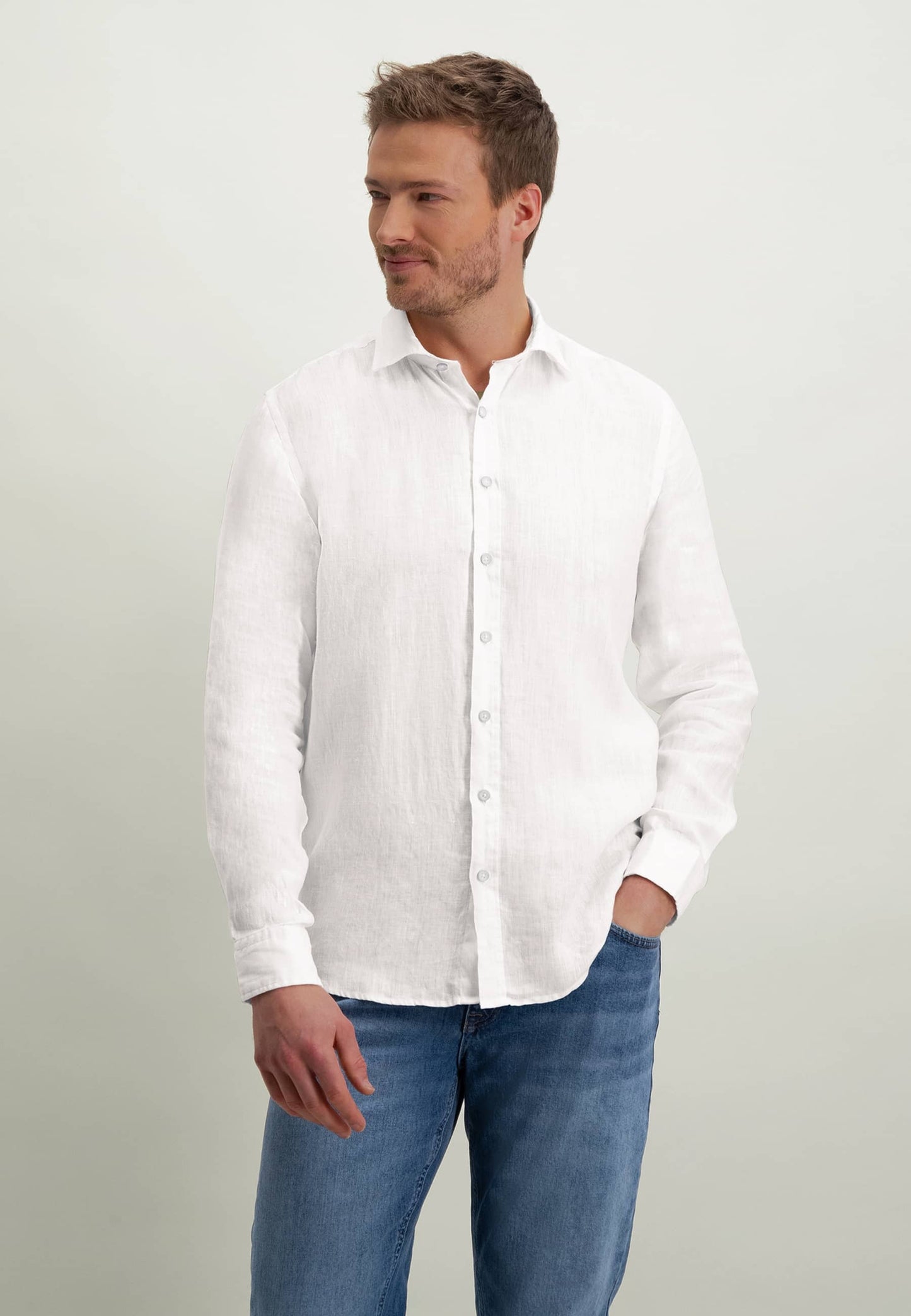 Blue linnen regular fit shirt State of Art - 14314/5600