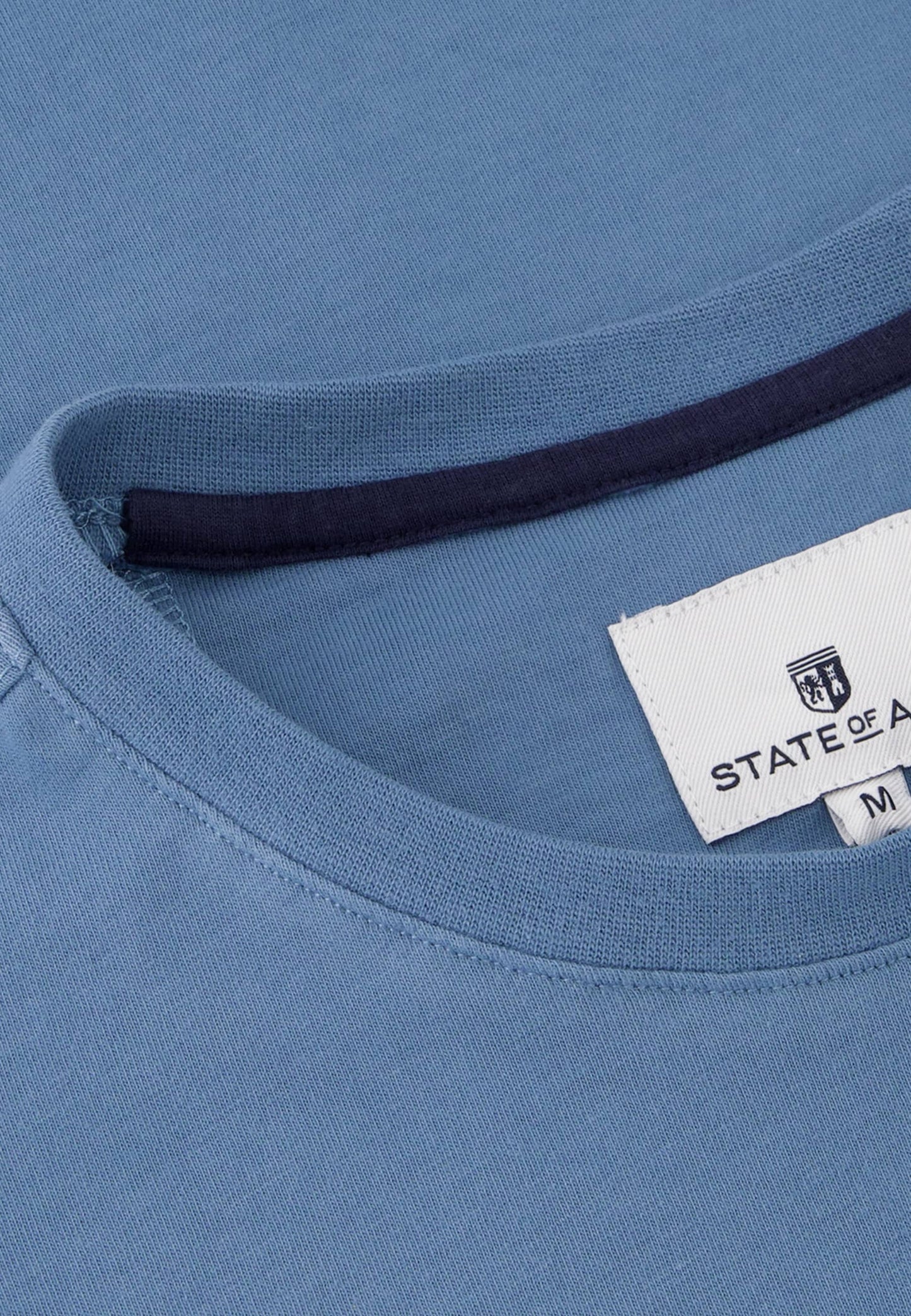 Blue cotton crew neck T-shirt with print State of Art - 14374/5600